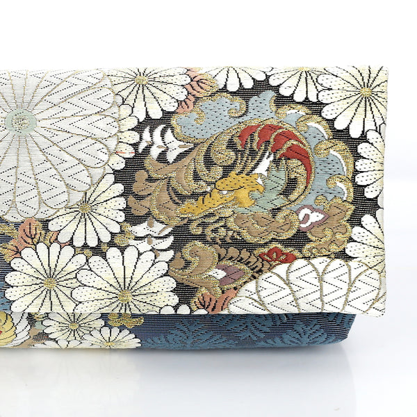 Kimono Envelope Clutch with Dragons & Chrysanthemum | Upcycled Japanese Obi Silk - Heritage ReFashioned