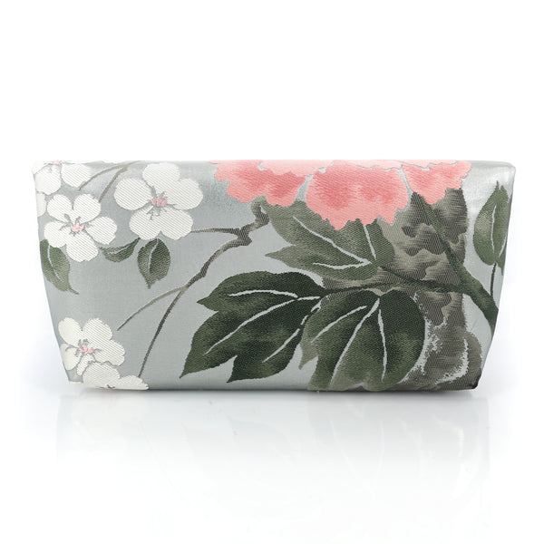 Kimono Envelope Clutch with Peonies and Plum Blossoms | Upcycled Japanese Obi Silk - Heritage ReFashioned