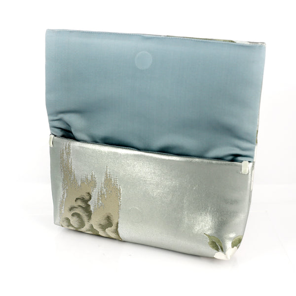 Kimono Envelope Clutch with Peonies and Plum Blossoms | Upcycled Japanese Obi Silk - Heritage ReFashioned