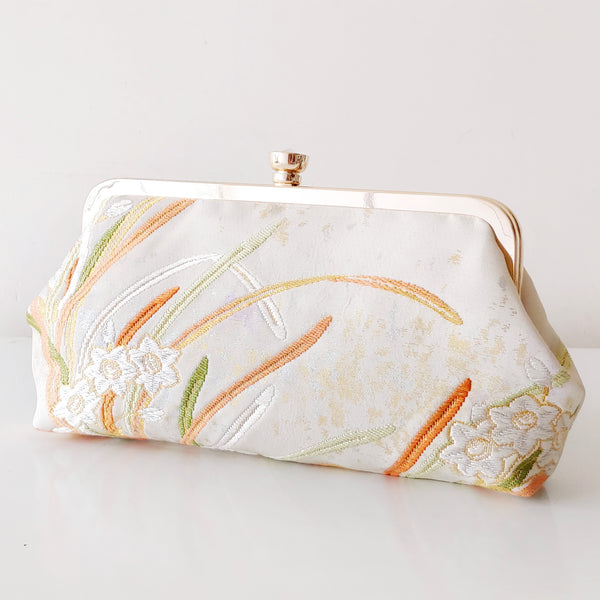 Daffodils / narcissisus Kimono Clutch | Upcycled from vintage Japanese Obi - Heritage ReFashioned