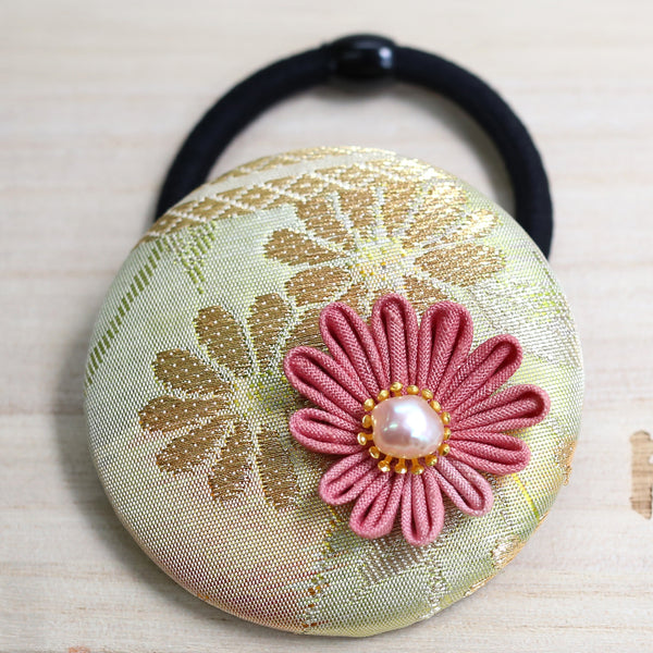 Kimono Silk Flower Hair Tie | Chrysanthemum - Heritage ReFashioned