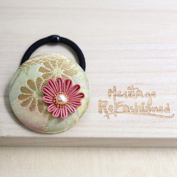 Kimono Silk Flower Hair Tie | Chrysanthemum - Heritage ReFashioned