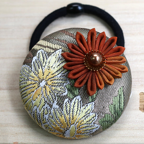 Kimono Silk Flower Hair Tie | Chrysanthemum - Heritage ReFashioned
