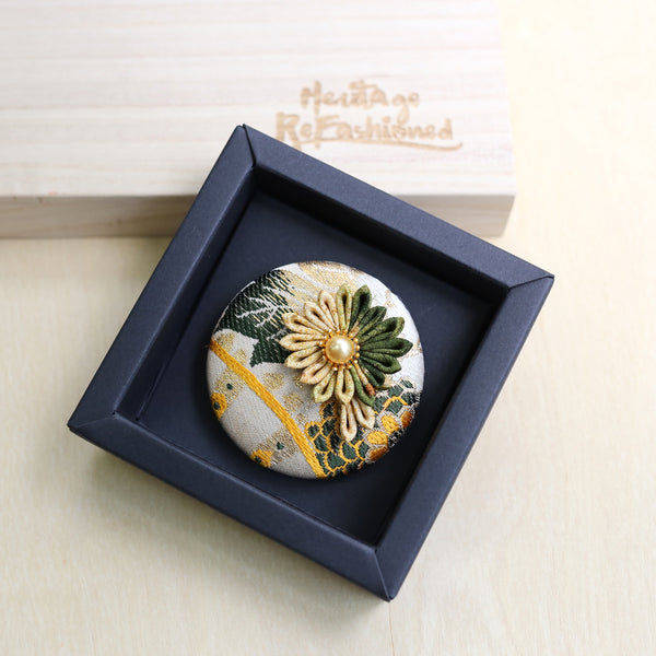 Kimono Silk Flower Hair Tie | Chrysanthemum - Heritage ReFashioned