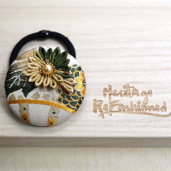 Kimono Silk Flower Hair Tie | Chrysanthemum - Heritage ReFashioned