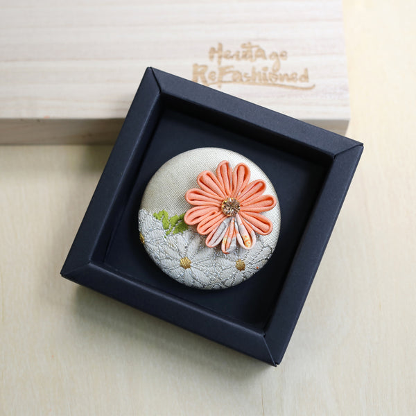 Kimono Silk Flower Hair Tie | Chrysanthemum - Heritage ReFashioned