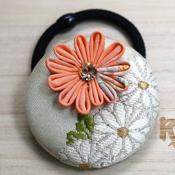 Kimono Silk Flower Hair Tie | Chrysanthemum - Heritage ReFashioned