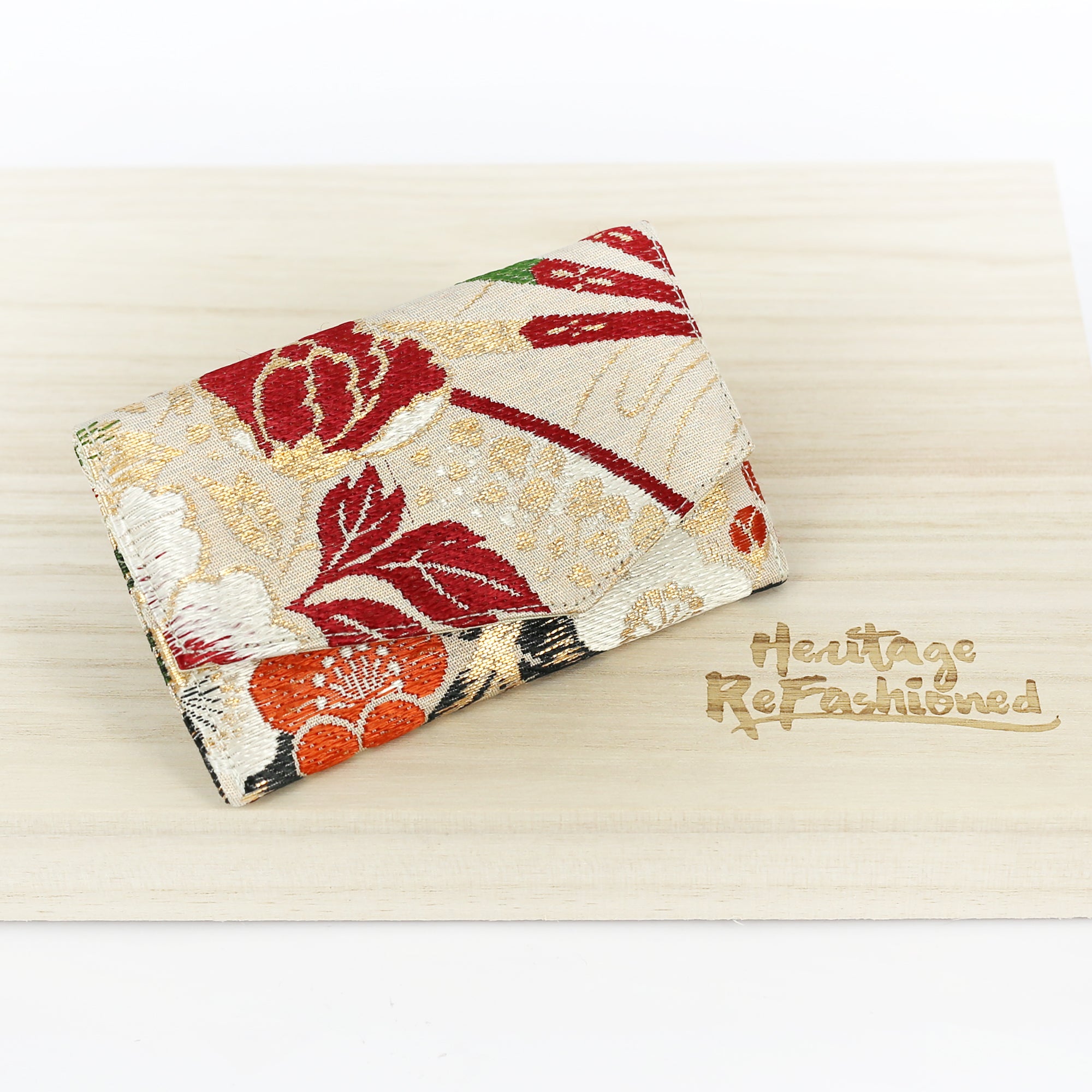 Japanese Kimono Name Card Holder - Vintage Fabric, Upcycled, RFID