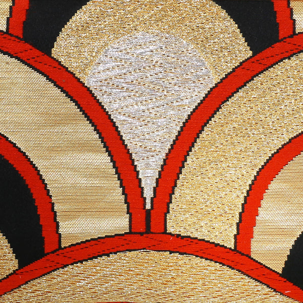 Golden & Black Seigaihai Waves Clutch Bag | Upcycled from vintage Japanese Obi - Heritage ReFashioned